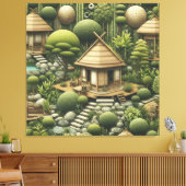 Milieuvriendelijke tuinen en gebouwen in Harmony Canvas Afdruk (Insitu (Woonkamer))