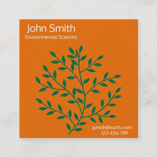 Milieuwetenschapper of ecoloog vierkante visitekaartje (Voorkant)