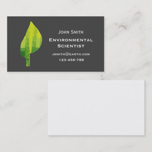 Milieuwetenschapper of ecoloog visitekaartje (Voorkant / Achterkant)