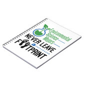 Milieuwetenschapsmeesten laten nooit voetafdruk ac notitieboek (Linkerzijde)