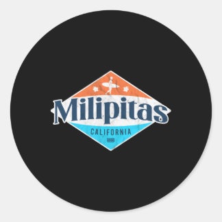 Milipitas California Beach Flag Surf CA Ronde Sticker