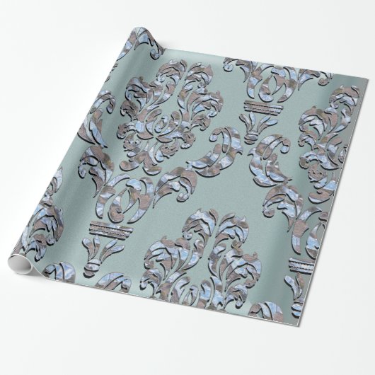 Miliscent Sherwood Damask Cadeaupapier (Uitgerold)