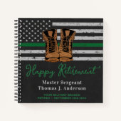 Militair achteruittredingsleder met niet-groene li notitieboek (Voorkant)