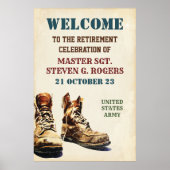 Militair afscheid bij pensionering welkomstbord poster (Voorkant)