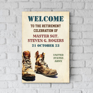 Militair afscheid bij pensionering welkomstbord poster