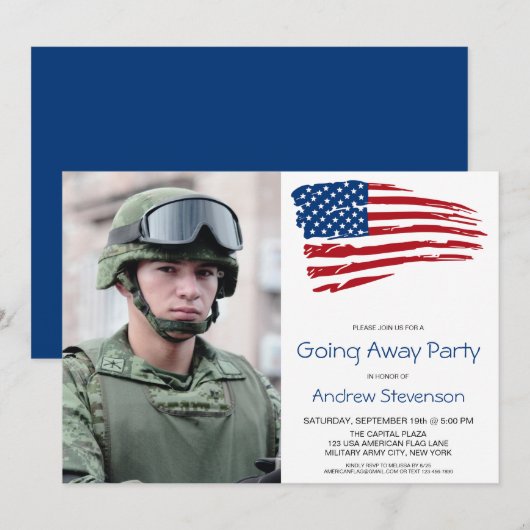 Militair Afscheid Feest USA Amerikaanse Vlag Foto Kaart (Voorkant / Achterkant)