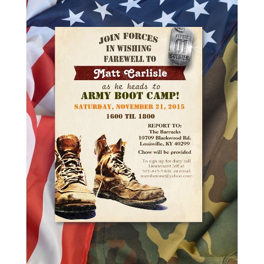 Militair afscheid Vertrek Bootcamp Uitnodiging