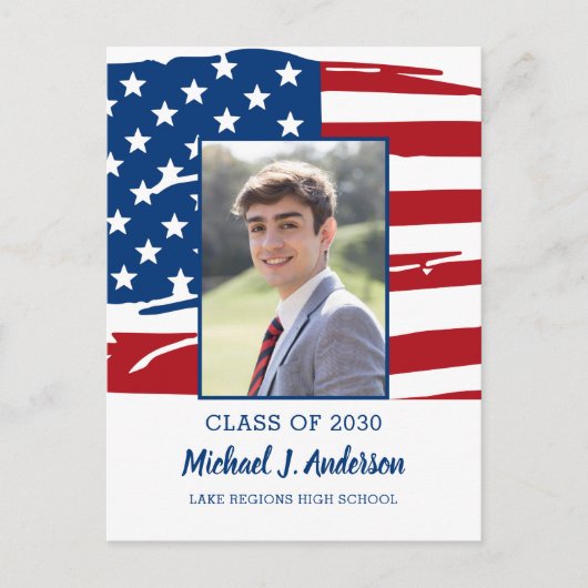 Militair Afstuderen Patriottische Afstuderen fotov Uitnodiging Briefkaart (Voorkant)