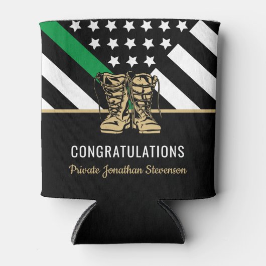 Militair Afstuderen Thin Green Line Flag Army Blikjeskoeler (Voorkant)