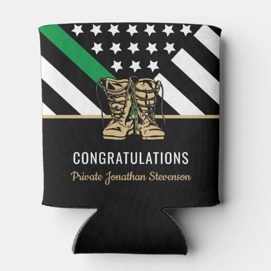 Militair Afstuderen Thin Green Line Flag Army Blikjeskoeler (Achterkant)