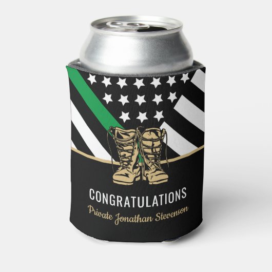 Militair Afstuderen Thin Green Line Flag Army Blikjeskoeler (Blikje Achterkant)