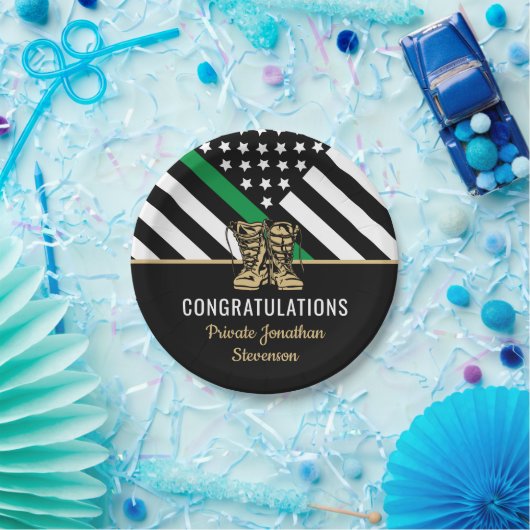 Militair Afstuderen van het Thin Green Line Flag A Papieren Bordje (Feest)