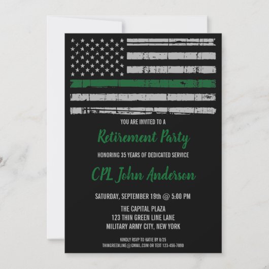 Militair aftredingsleger Thin Green Line Kaart (Voorkant)