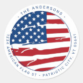 militair-Amerikaans vlaggenstaatadres Ronde Sticker (Voorkant)
