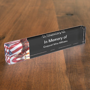 Militair-Amerikaanse vlag en adelaar Naambordje