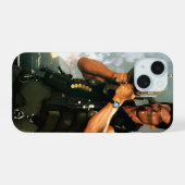 Militair arnold met bazooka iPhone 15 case (Achterkant horizontaal)