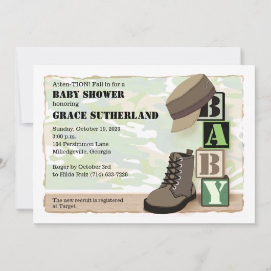 Militair baby shower uitnodiging (Voorkant)