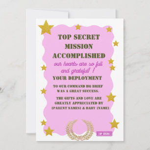 Militair Bedankkaartje — Roze Top Secret Meisje Kaart