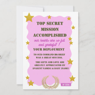 Militair Bedankkaartje — Roze Top Secret Meisje Kaart