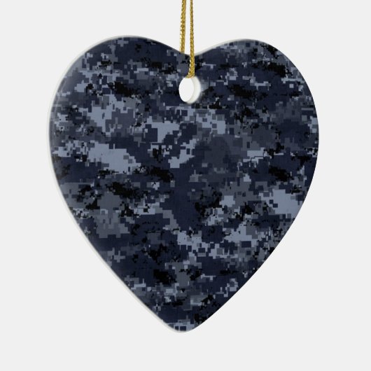 Militair Blauw Camo Heart Keramisch Ornament (Rechts)