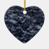 Militair Blauw Camo Heart Keramisch Ornament (Voorkant)