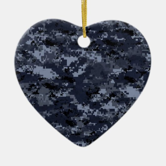 Militair Blauw Camo Heart Keramisch Ornament (Voorkant)