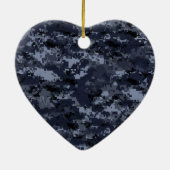 Militair Blauw Camo Heart Keramisch Ornament (Achterkant)