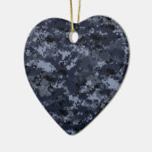 Militair Blauw Camo Heart Keramisch Ornament (Links)