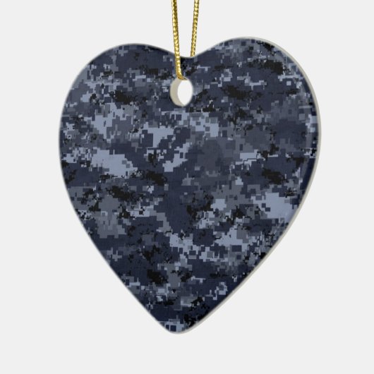 Militair Blauw Camo Heart Keramisch Ornament (Links)