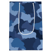 Militair Blauw Camouflage Custom Vrolijk Kerstmis Medium Cadeauzakje (Achterkant)