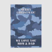 Militair Blauw Camouflage Custom Vrolijk Kerstmis Tissuepapier (Voorkant)
