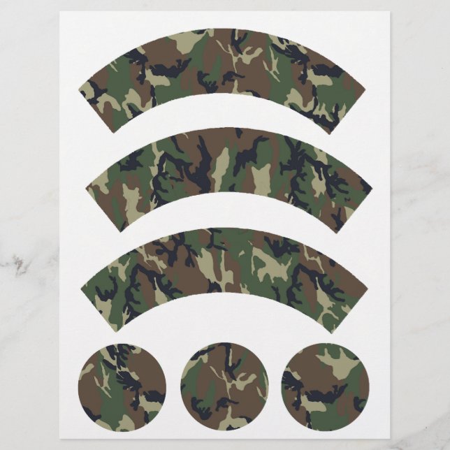 Militair bos Camouflage Cupcake Wrapper (Voorkant)