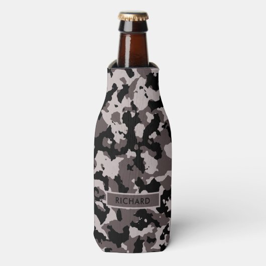 Militair Bruin Camouflage Patroon Gepersonaliseerd Flesjeskoeler (Fles Voorkant)