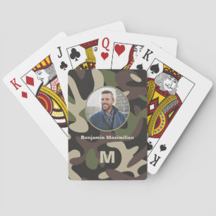Militair camouflage fotomonogram personaliseren pokerkaarten