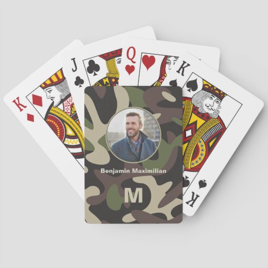 Militair camouflage fotomonogram personaliseren pokerkaarten (Achterkant)