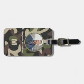 Militair Camouflage Groen Bruin FotoMonogram Bagagelabel (Voorkant horizontaal)