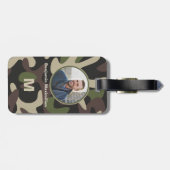 Militair Camouflage Groen Bruin FotoMonogram Bagagelabel (Achterkant horizontaal)