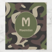 Militair Camouflage Groen Bruin Patroon Aangepast Wijn Etiket (Enkel label)