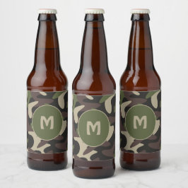 Militair Camouflage Groen Bruin Patroonmonogram Bier Etiket