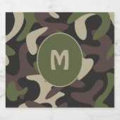 Militair Camouflage Groen Bruin Patroonmonogram Bier Etiket (Enkel label)