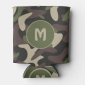 Militair Camouflage Groen Bruin Patroonmonogram Blikjeskoeler (Voorkant)