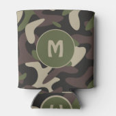Militair Camouflage Groen Bruin Patroonmonogram Blikjeskoeler (Achterkant)