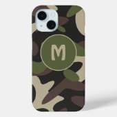 Militair Camouflage Groen Bruin Patroonmonogram Case-Mate iPhone Case (Achterkant)