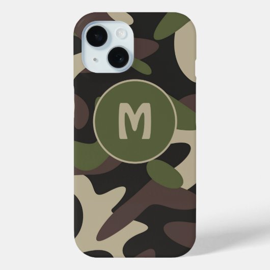 Militair Camouflage Groen Bruin Patroonmonogram Case-Mate iPhone Case (Achterkant)