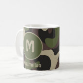 Militair Camouflage Groen bruin Patroonmonogram Koffiemok (Voorkant links)