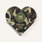 Militair Camouflage Groen Bruin Patroonmonogram Notitieboek (Voorkant)