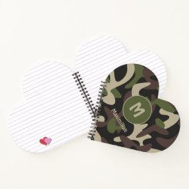 Militair Camouflage Groen Bruin Patroonmonogram Notitieboek