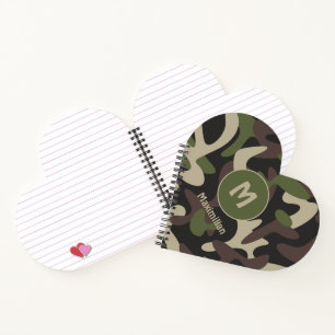 Militair Camouflage Groen Bruin Patroonmonogram Notitieboek