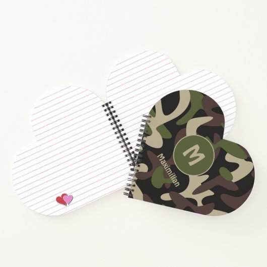 Militair Camouflage Groen Bruin Patroonmonogram Notitieboek (Binnen)