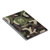 Militair Camouflage Groen Bruin Patroonmonogram Notitieboek (Rechterzijde)